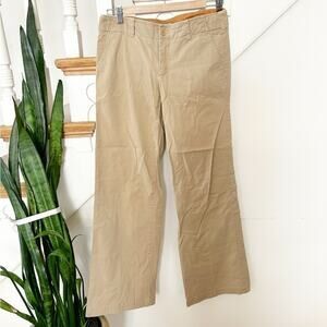 Vince Tan Cotton Blend Flat Front Button & Zip Closure Wide Leg Pants Size 2